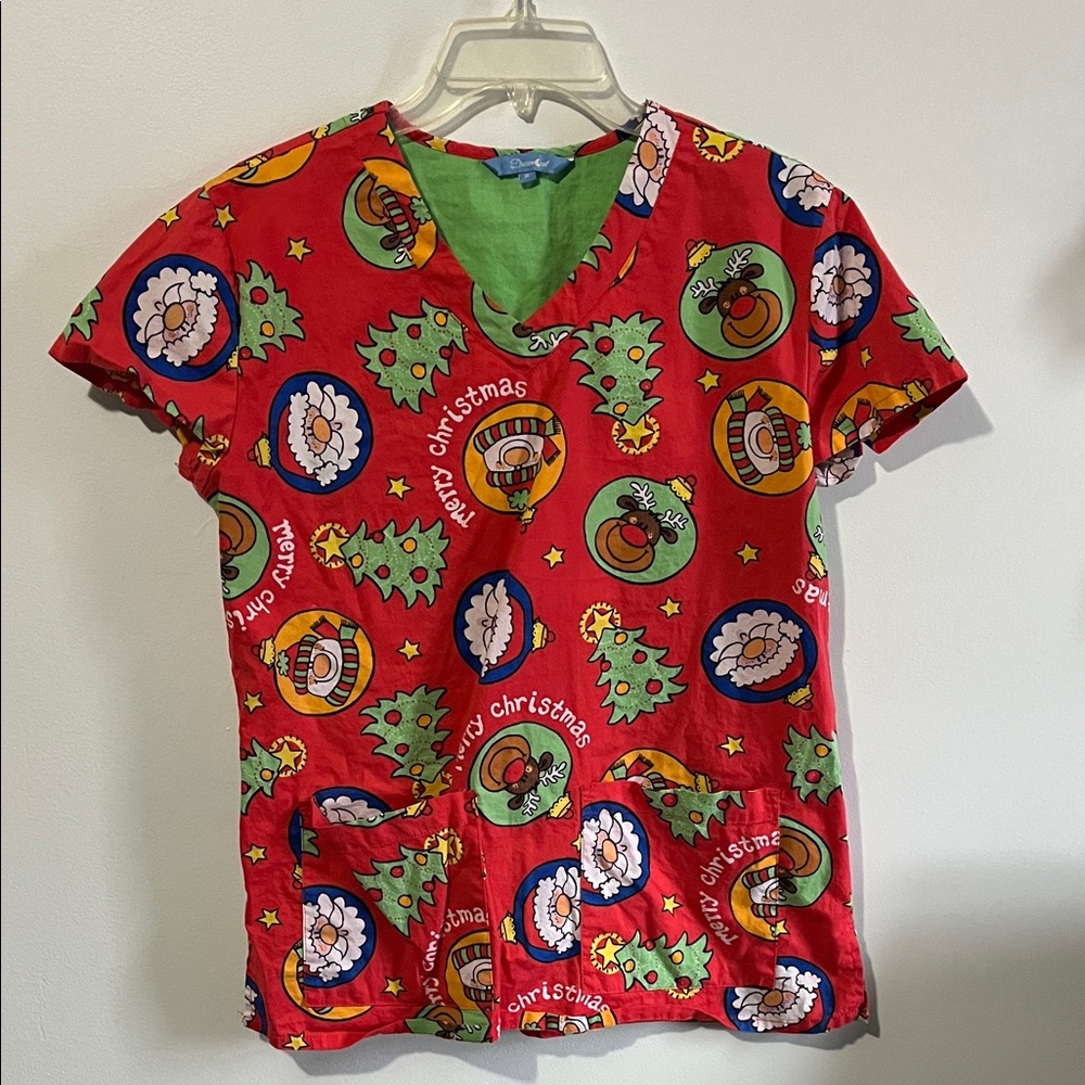 Christmas scrub top